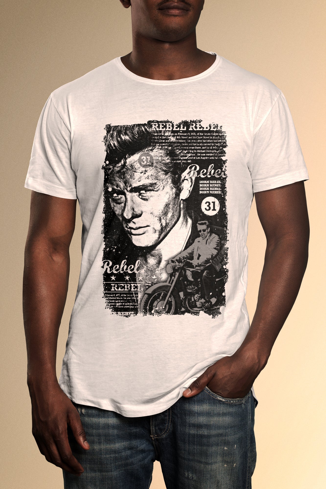 James Dean Rebel Without A Cause B&W T-Shirt - Official Radio Days Licensed Product