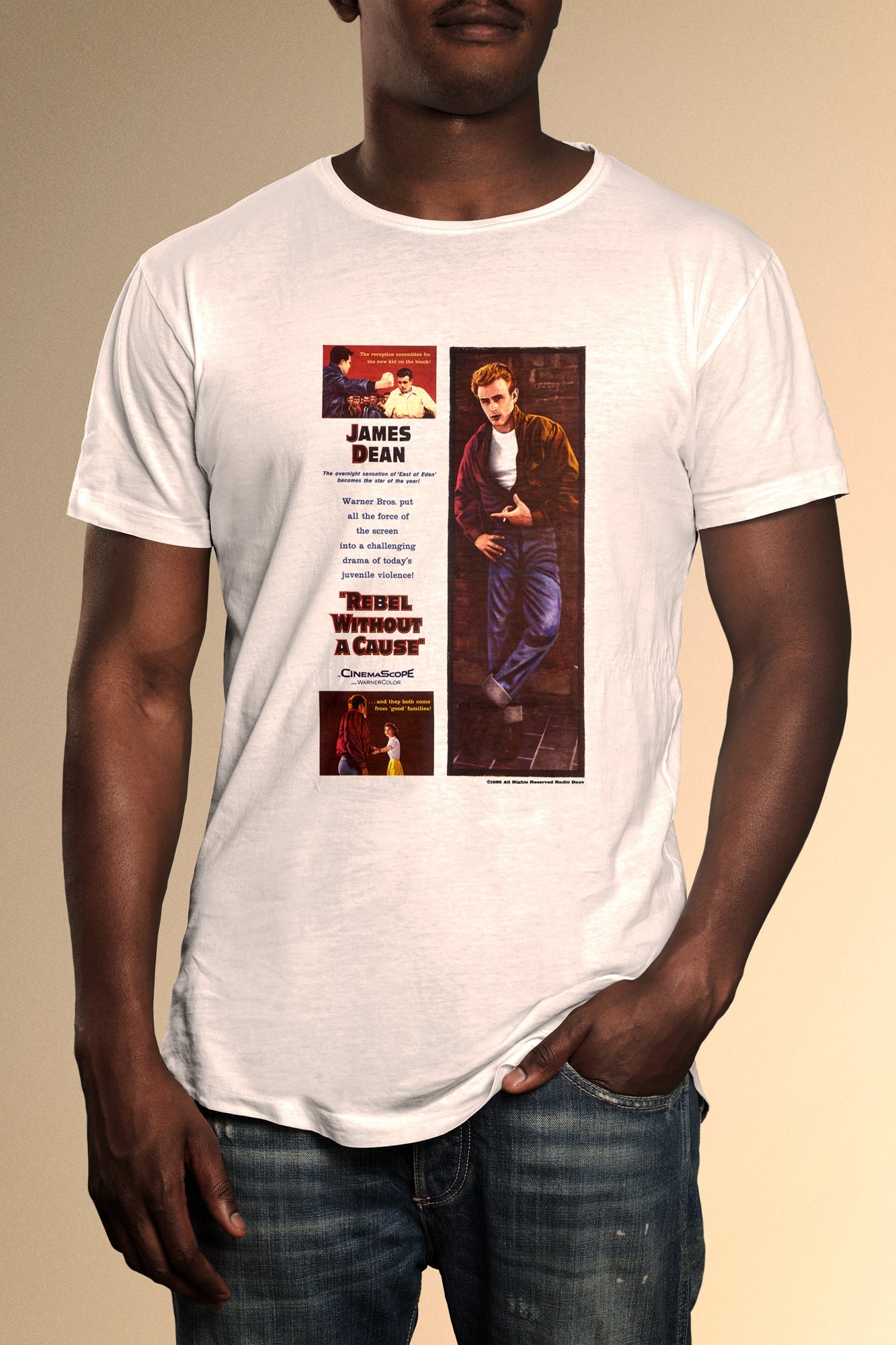 James Dean Rebel Without A Cause Poster T-Shirt - Official Radio Days Licensed Product