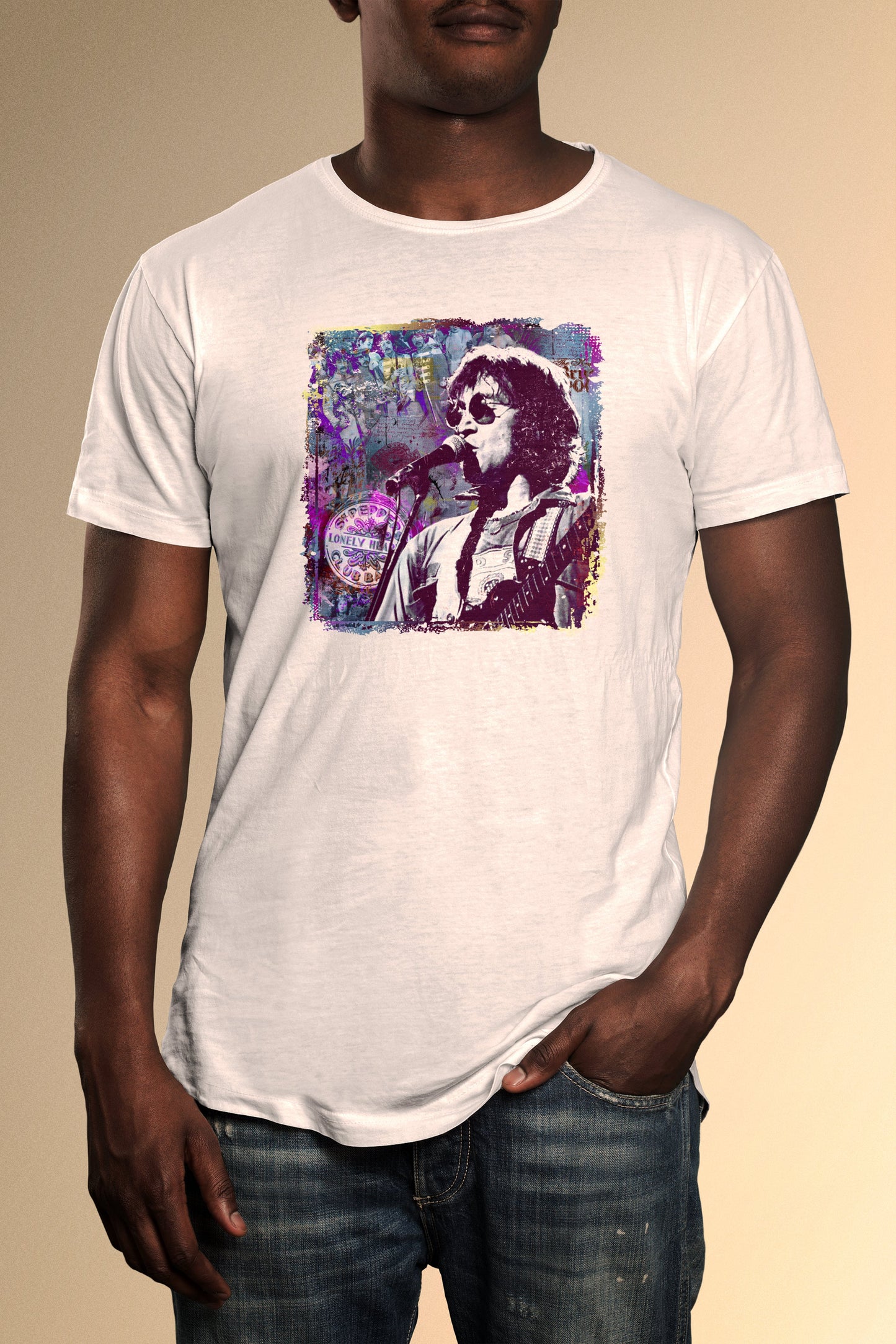 John Lennon Performance Watercolour T-Shirt - Official Radio Days Licensed Product