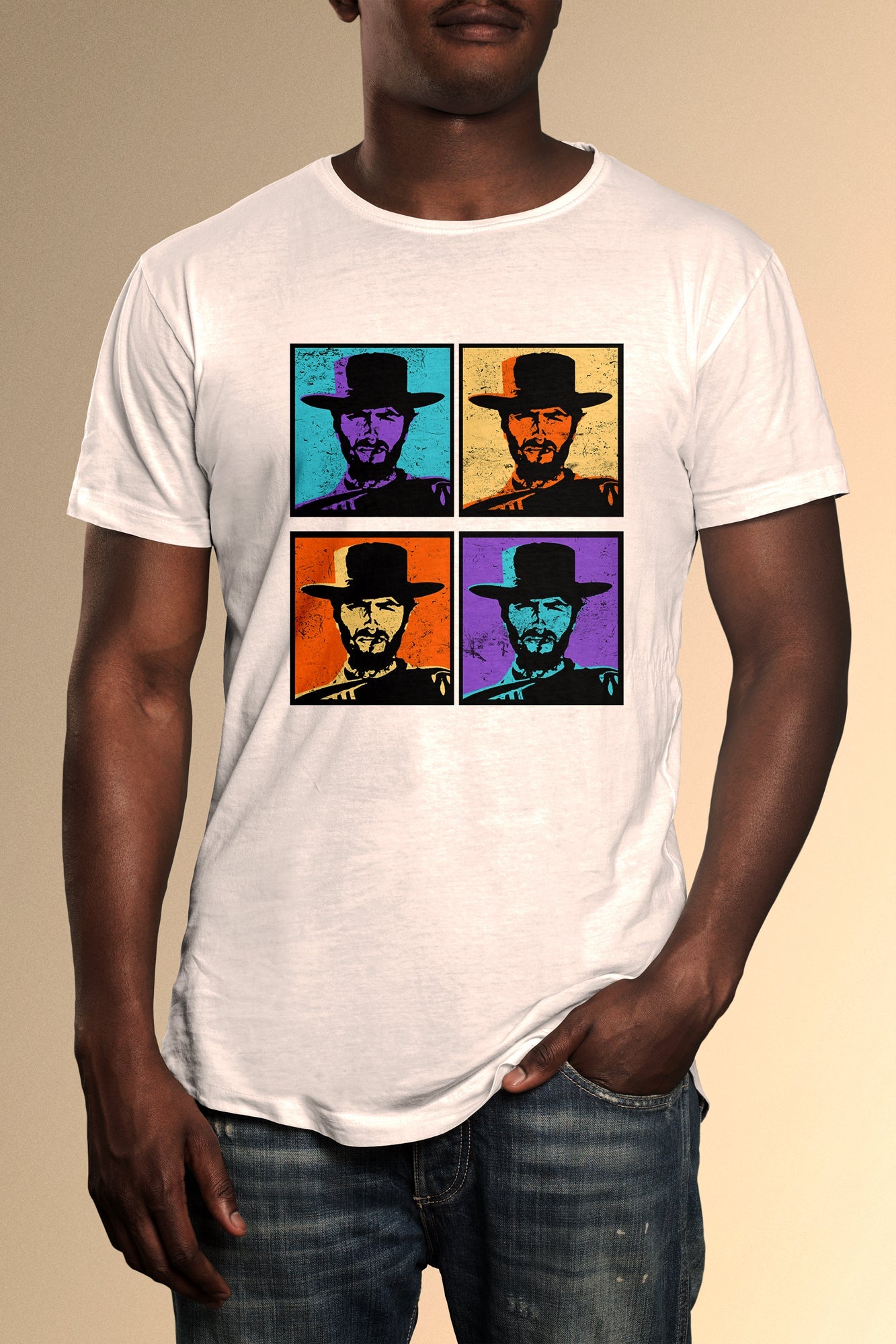 Clint Eastwood Multi Stamp T-Shirt - Official Radio Days Licensed Product