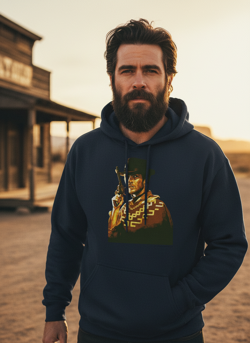 a poster with barberella holding a gun standing on a planet