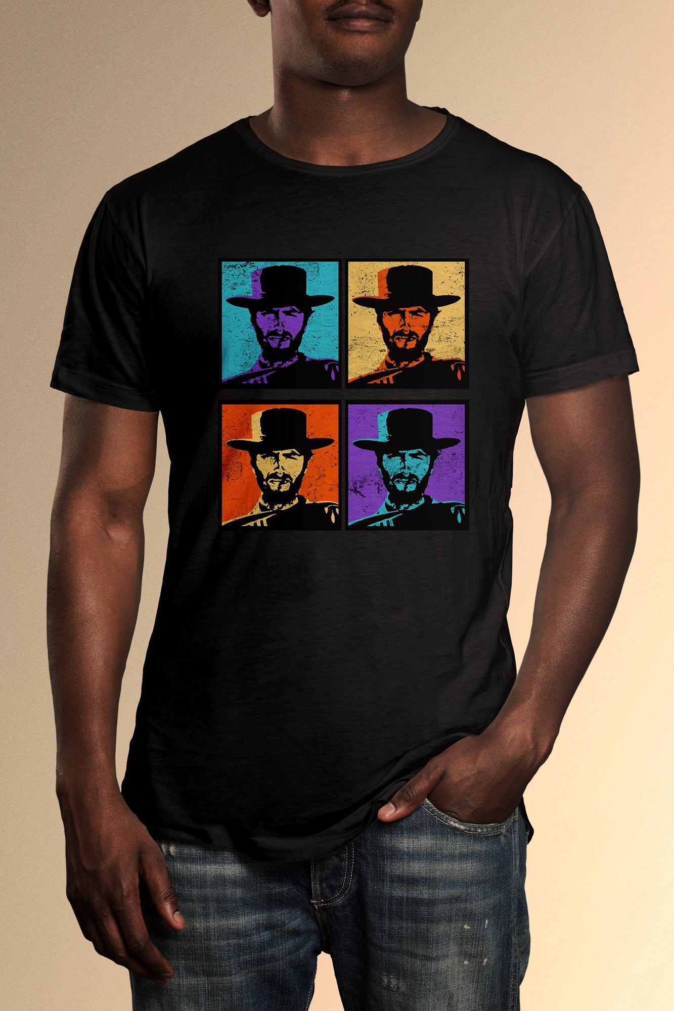 Clint Eastwood Multi Stamp T-Shirt - Official Radio Days Licensed Product